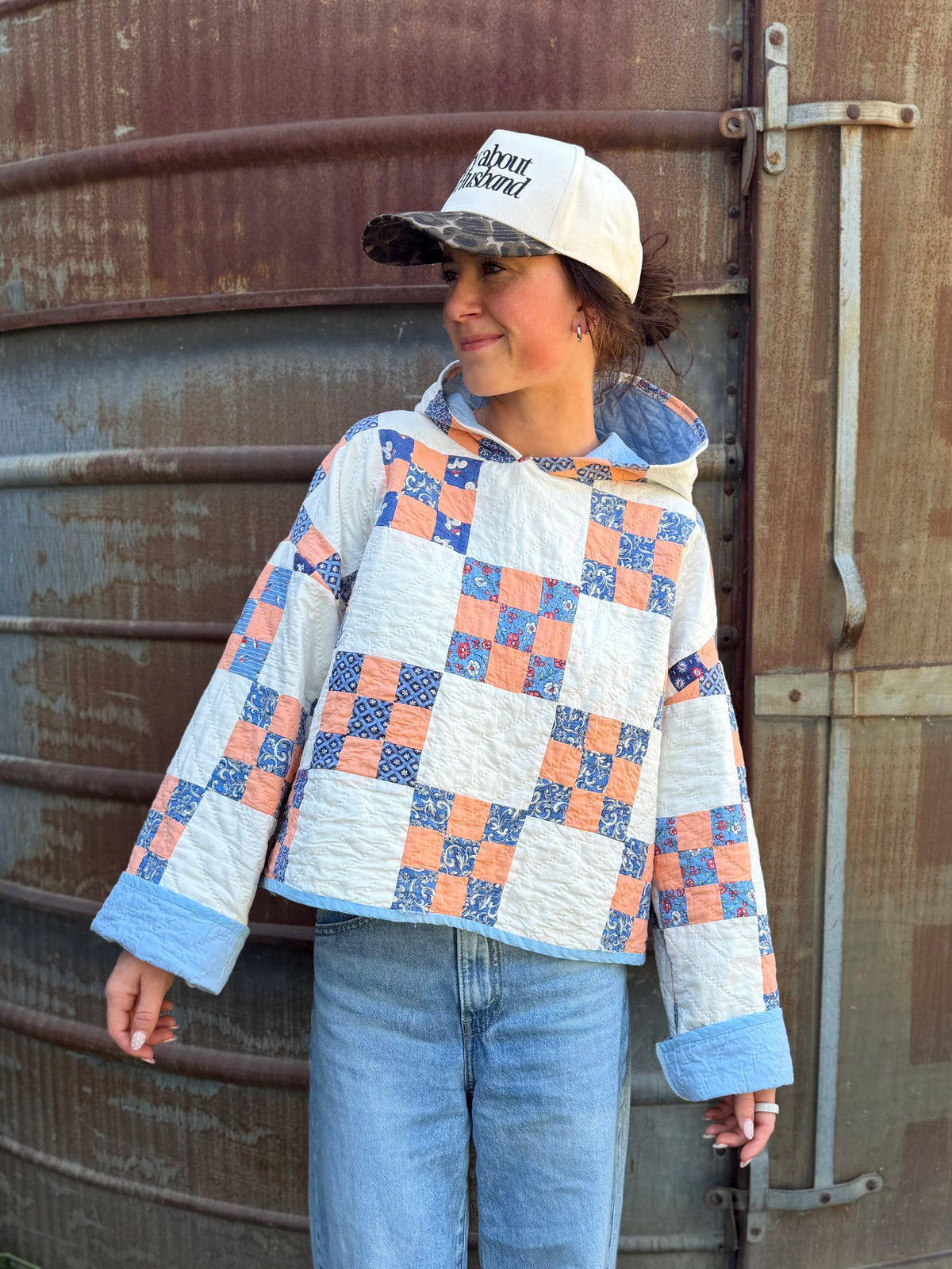 Blue and Orange Nine Patch Hoodie (MD/LG)