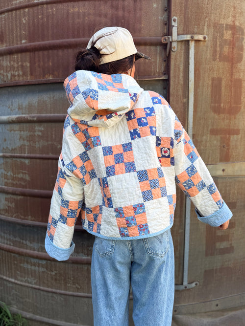 Blue and Orange Nine Patch Hoodie (MD/LG)