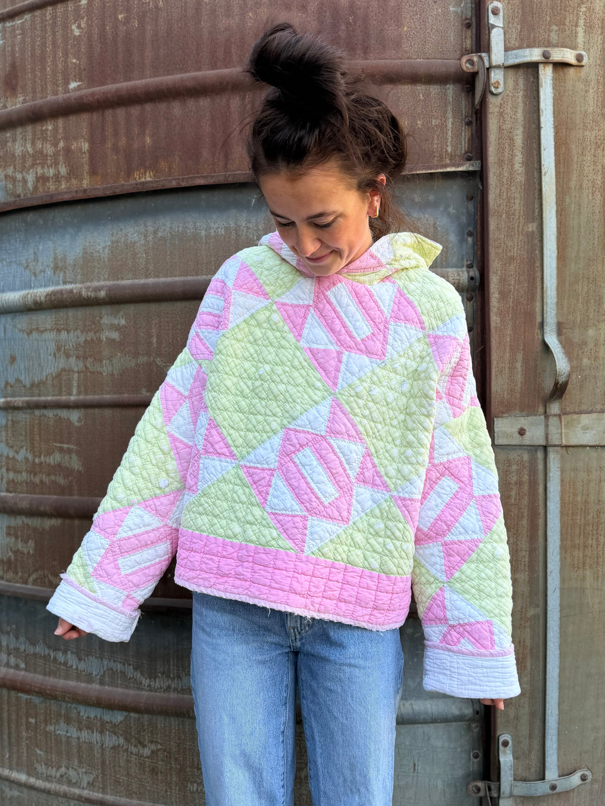 Pink and Green Hoodie (MD/LG)