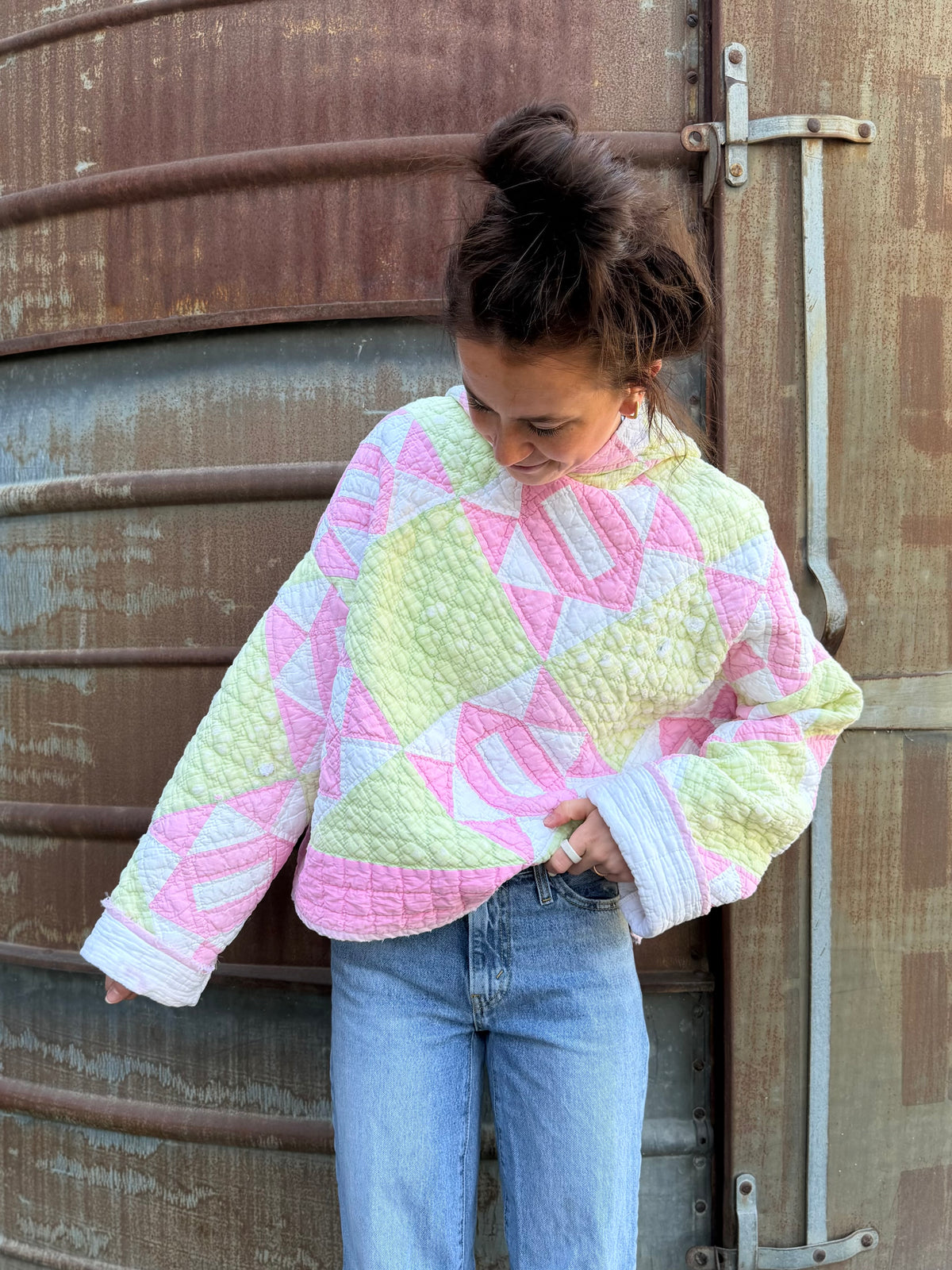 Pink and Green Hoodie (MD/LG)